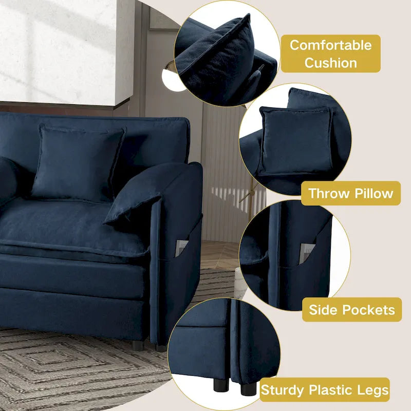 Ensemble de canapés 2 places en chenille « Cloud » de 192 cm avec assise profonde et 4 oreillers