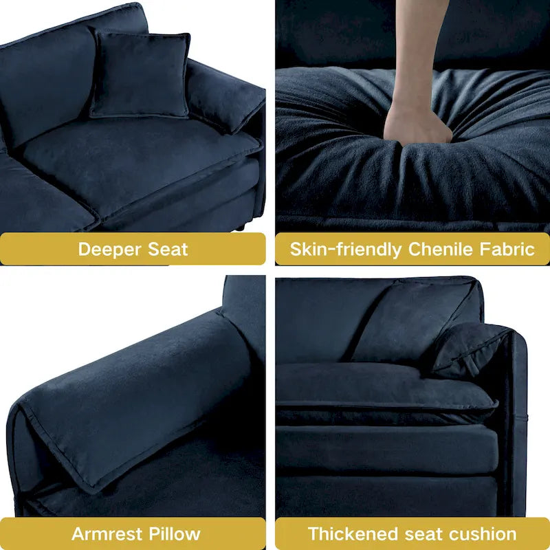 Ensemble de canapés 2 places en chenille « Cloud » de 192 cm avec assise profonde et 4 oreillers