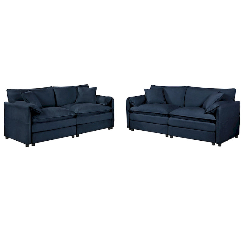 Ensemble de canapés 2 places en chenille « Cloud » de 192 cm avec assise profonde et 4 oreillers