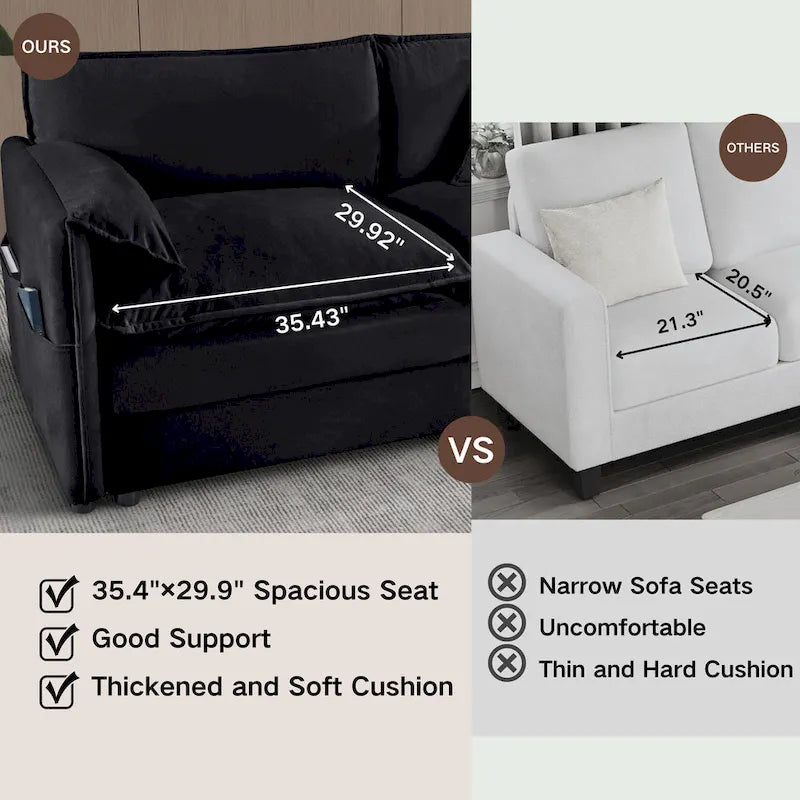 Ensemble de canapés 2 places en chenille « Cloud » de 192 cm avec assise profonde et 4 oreillers