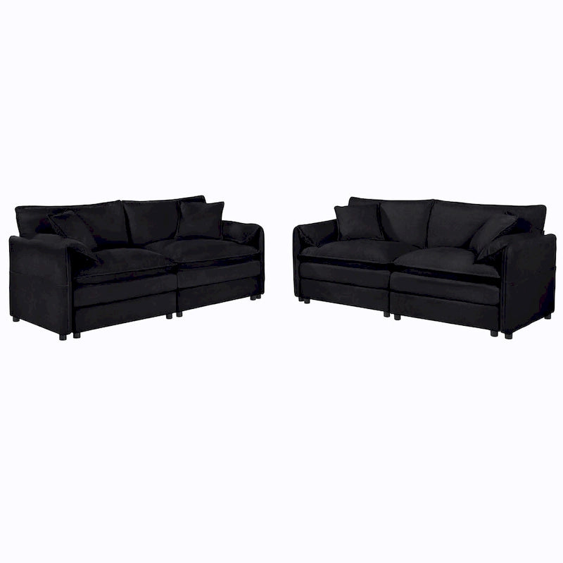 Ensemble de canapés 2 places en chenille « Cloud » de 192 cm avec assise profonde et 4 oreillers
