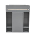 Lit mezzanine double en bois avec armoires et bureau 2 tiroirs avec armoire de rangement