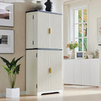 Armoire de rangement moderne de 183 cm de hauteur avec 4 portes et cannelures
