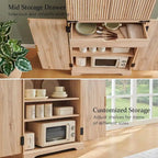 Armoire de rangement moderne de 183 cm de hauteur avec 4 portes et cannelures