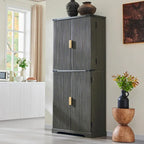 Armoire de rangement moderne de 183 cm de hauteur avec 4 portes et cannelures
