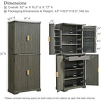 Armoire de rangement moderne de 183 cm de hauteur avec 4 portes et cannelures