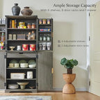Armoire de rangement moderne de 183 cm de hauteur avec 4 portes et cannelures