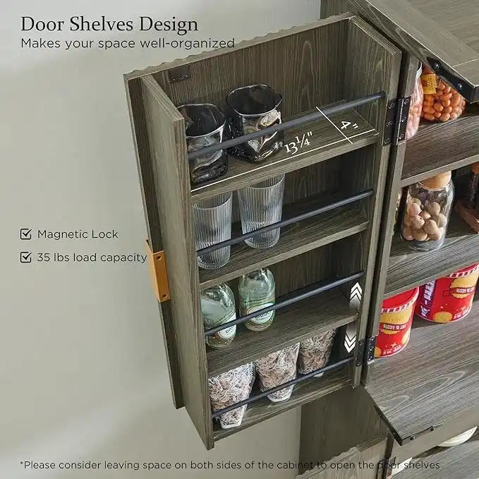 Armoire de rangement moderne de 183 cm de hauteur avec 4 portes et cannelures