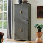 Armoire de rangement moderne de 183 cm de hauteur avec 4 portes et cannelures