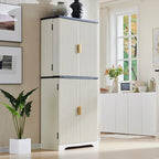 Armoire de rangement moderne de 183 cm de hauteur avec 4 portes et cannelures