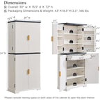 Armoire de rangement moderne de 183 cm de hauteur avec 4 portes et cannelures
