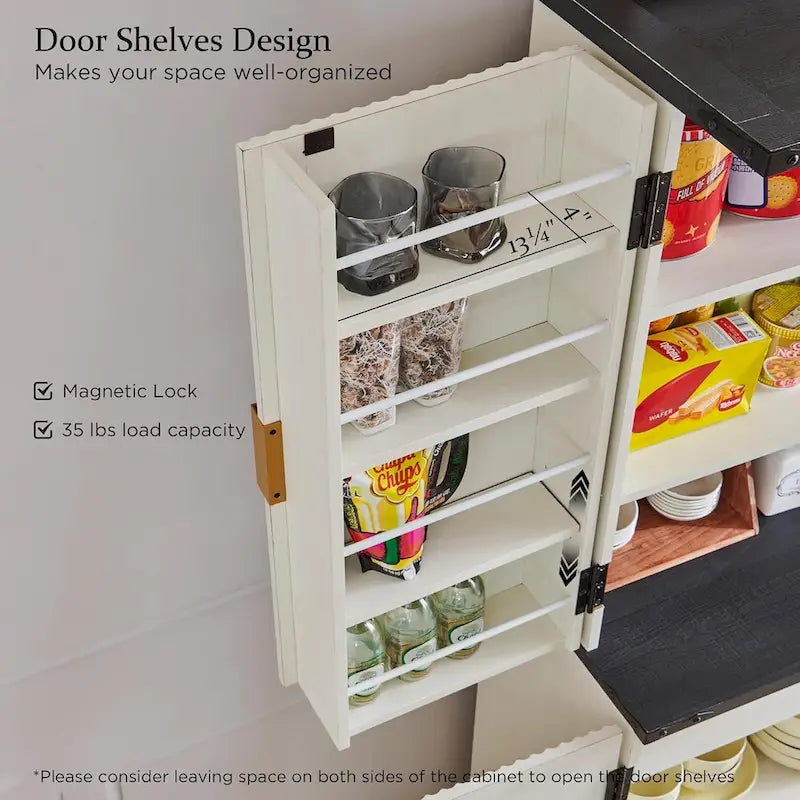 Armoire de rangement moderne de 183 cm de hauteur avec 4 portes et cannelures