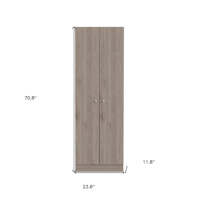 HomeRoots 71 Light Gray Wood Pantry Or Storage Closet - 23.6' X '70.8' X '11.8