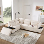 107 Canapé sectionnel modulaire surdimensionné en chenille avec lit gigogne et pouf de rangement mobile