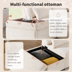 107 Canapé sectionnel modulaire surdimensionné en chenille avec lit gigogne et pouf de rangement mobile
