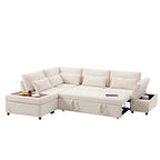 107 Canapé sectionnel modulaire surdimensionné en chenille avec lit gigogne et pouf de rangement mobile