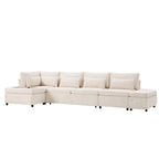 107 Canapé sectionnel modulaire surdimensionné en chenille avec lit gigogne et pouf de rangement mobile