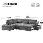 107 Canapé sectionnel modulaire surdimensionné en chenille avec lit gigogne et pouf de rangement mobile