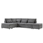 107 Canapé sectionnel modulaire surdimensionné en chenille avec lit gigogne et pouf de rangement mobile