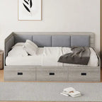 Cadre de lit de repos en bois avec rangements, en forme de L, avec 3 tiroirs de rangement et 3 compartiments de rangement intégrés