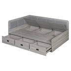 Cadre de lit de repos en bois avec rangements, en forme de L, avec 3 tiroirs de rangement et 3 compartiments de rangement intégrés