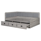 Cadre de lit de repos en bois avec rangements, en forme de L, avec 3 tiroirs de rangement et 3 compartiments de rangement intégrés