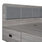 Cadre de lit de repos en bois avec rangements, en forme de L, avec 3 tiroirs de rangement et 3 compartiments de rangement intégrés