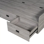 Cadre de lit de repos en bois avec rangements, en forme de L, avec 3 tiroirs de rangement et 3 compartiments de rangement intégrés