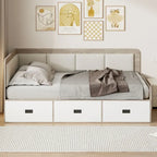 Cadre de lit de repos en bois avec rangements, en forme de L, avec 3 tiroirs de rangement et 3 compartiments de rangement intégrés