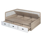 Cadre de lit de repos en bois avec rangements, en forme de L, avec 3 tiroirs de rangement et 3 compartiments de rangement intégrés