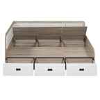 Cadre de lit de repos en bois avec rangements, en forme de L, avec 3 tiroirs de rangement et 3 compartiments de rangement intégrés