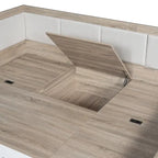 Cadre de lit de repos en bois avec rangements, en forme de L, avec 3 tiroirs de rangement et 3 compartiments de rangement intégrés