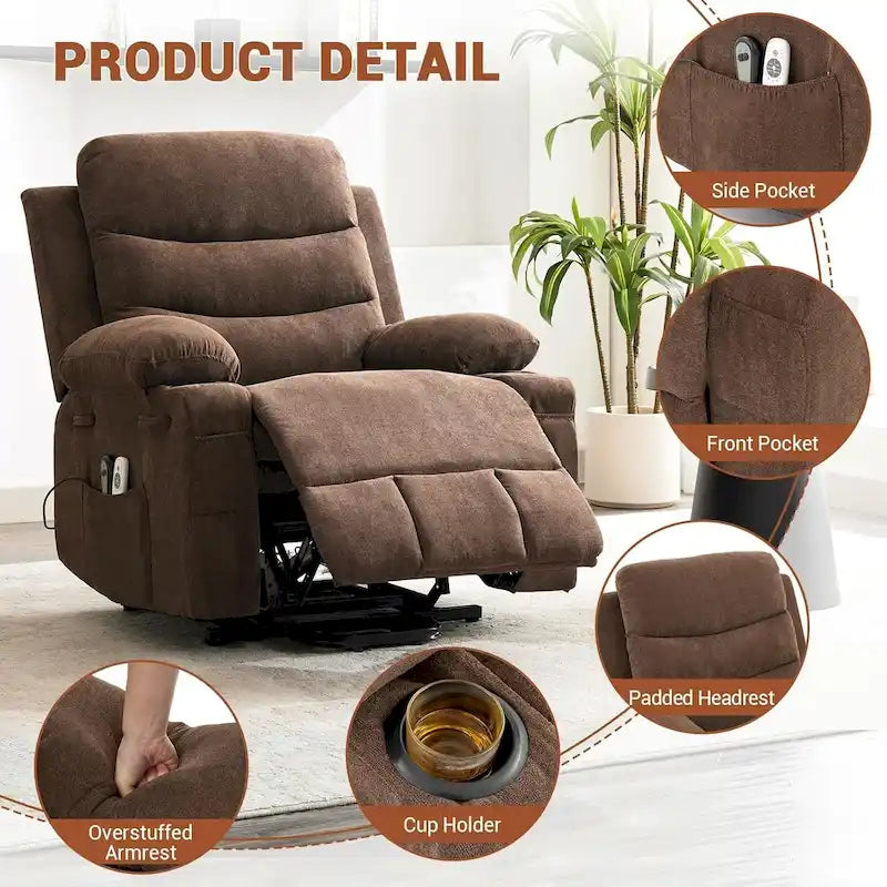 Oversized Electric Power Lift Recliner Chair, Recliners for Elderly With Heat and Massage