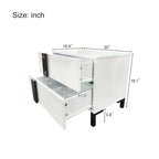 Roomfitters Modern 3 Piece Glossy Queen Platform Bed Set, Lighted Frame, 2 Nightstands, White