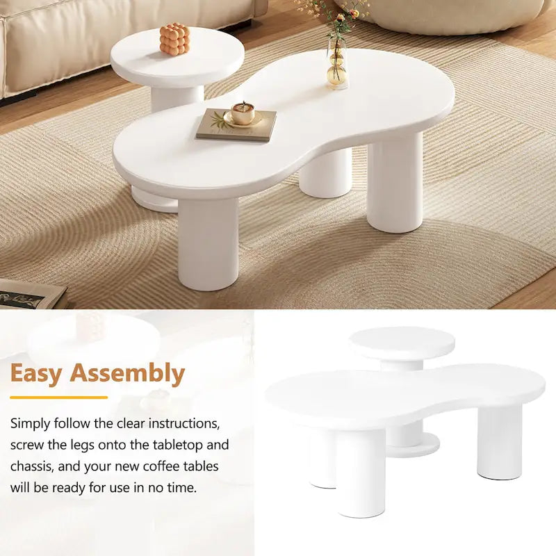 Ensemble de 2 tables basses gigognes Cloud avec petite table d'appoint ronde