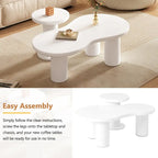 Ensemble de 2 tables basses gigognes Cloud avec petite table d'appoint ronde