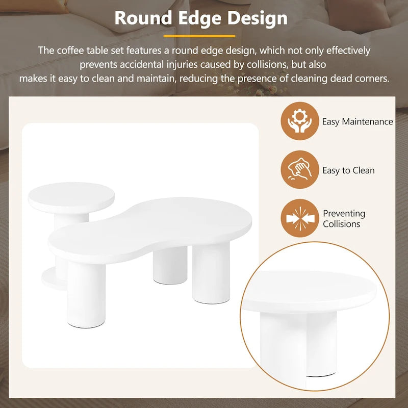 Ensemble de 2 tables basses gigognes Cloud avec petite table d'appoint ronde