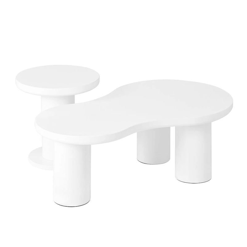 Ensemble de 2 tables basses gigognes Cloud avec petite table d'appoint ronde