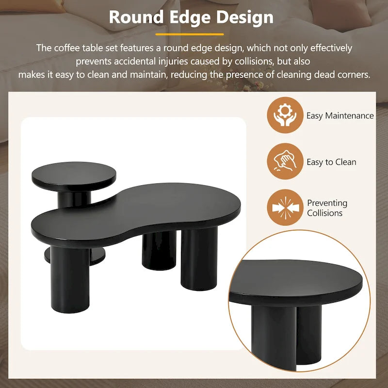 Ensemble de 2 tables basses gigognes Cloud avec petite table d'appoint ronde