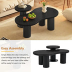 Ensemble de 2 tables basses gigognes Cloud avec petite table d'appoint ronde