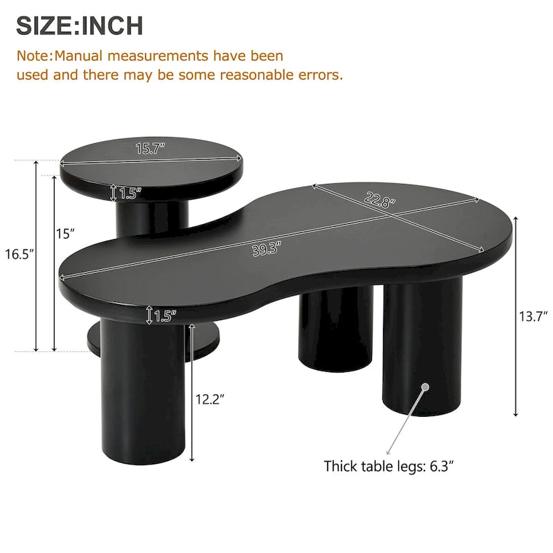 Ensemble de 2 tables basses gigognes Cloud avec petite table d'appoint ronde