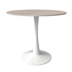 Bristol 31 Modern Round Dining Table with Sintered Stone Top & White Stainless Steel Pedestal Base for Dining Room and Kitchen