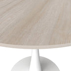 Bristol 31 Modern Round Dining Table with Sintered Stone Top & White Stainless Steel Pedestal Base for Dining Room and Kitchen