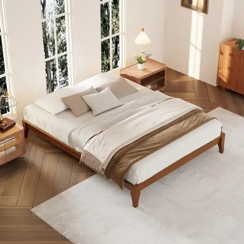 Cadre de lit plateforme en bois de bambou massif Harper&Bright Designs