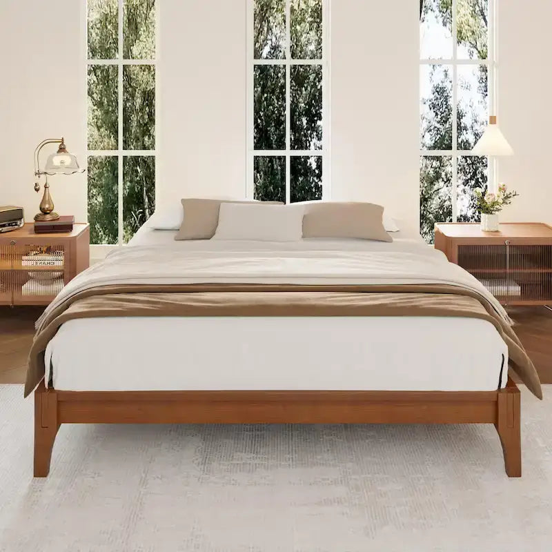 Cadre de lit plateforme en bois de bambou massif Harper&Bright Designs
