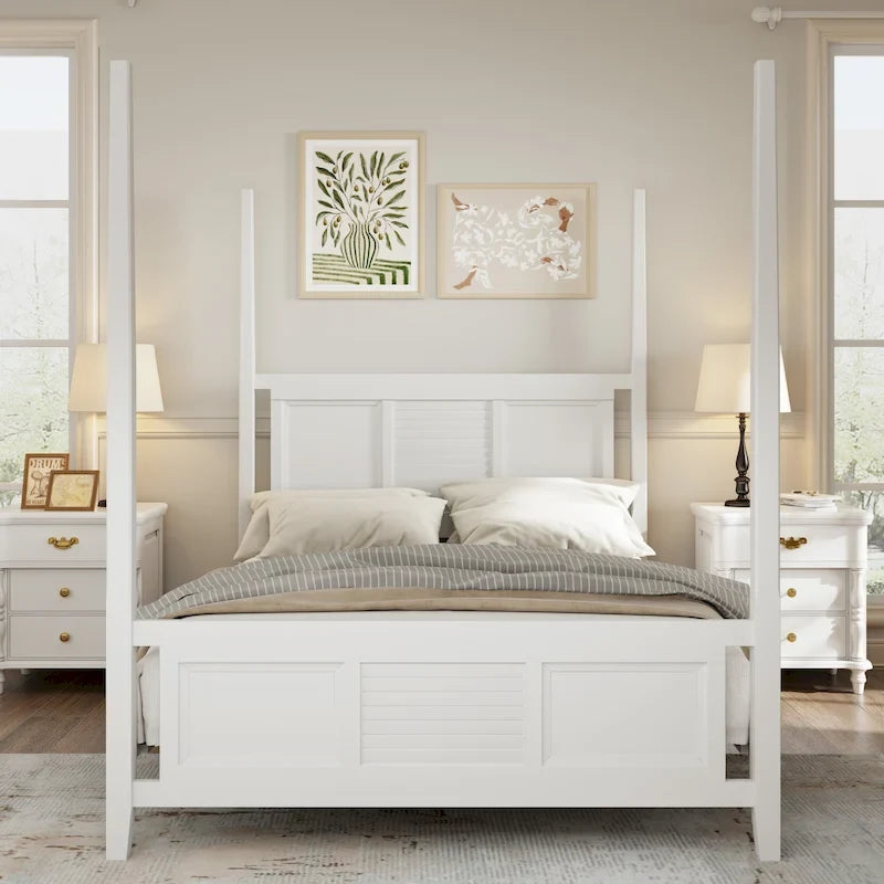 Queen Solid Pine Four Poster Bed with 75 Tall Frame