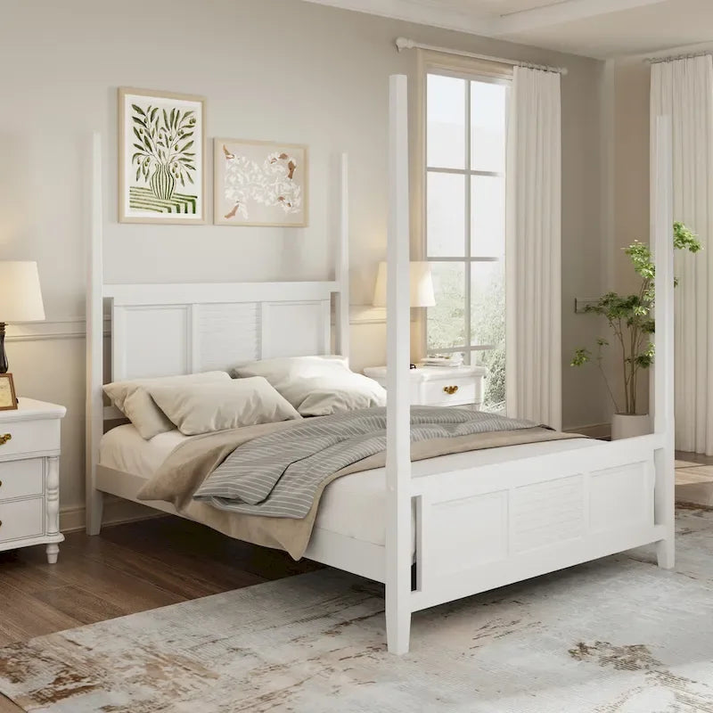 Queen Solid Pine Four Poster Bed with 75 Tall Frame
