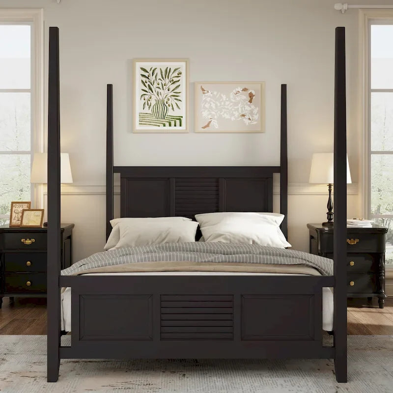 Queen Solid Pine Four Poster Bed with 75 Tall Frame