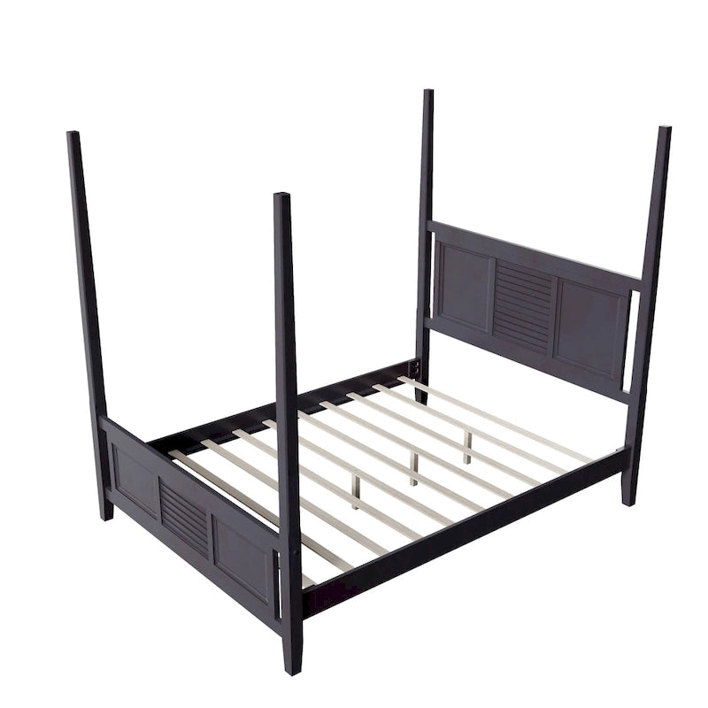 Queen Solid Pine Four Poster Bed with 75 Tall Frame