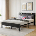 Lit plateforme Queen avec tête de lit de rangement et ports USB